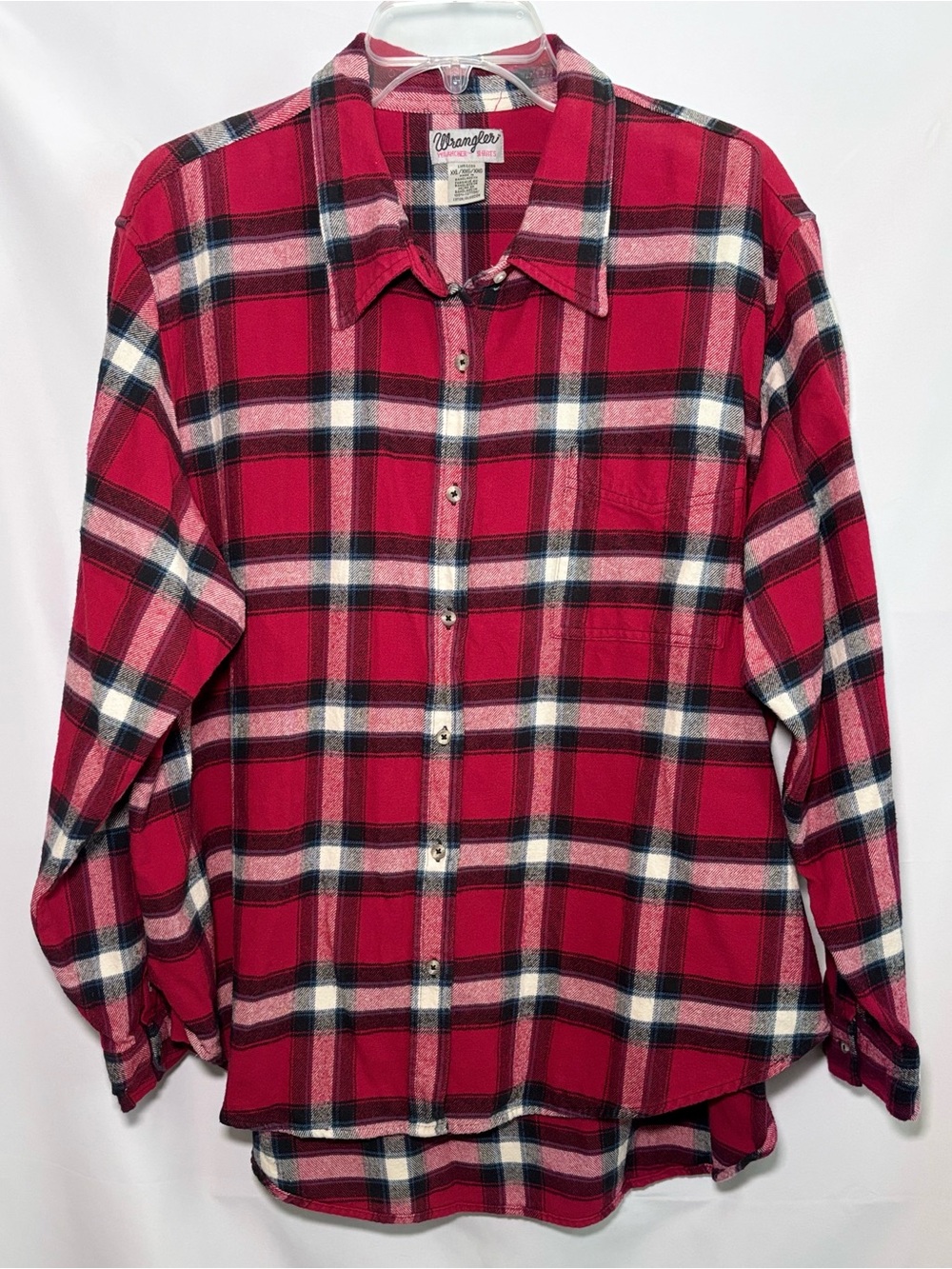 Wrangler Women’s Wrancher Flannel Red Black White Plaid Long Sleeve Shirt XXL